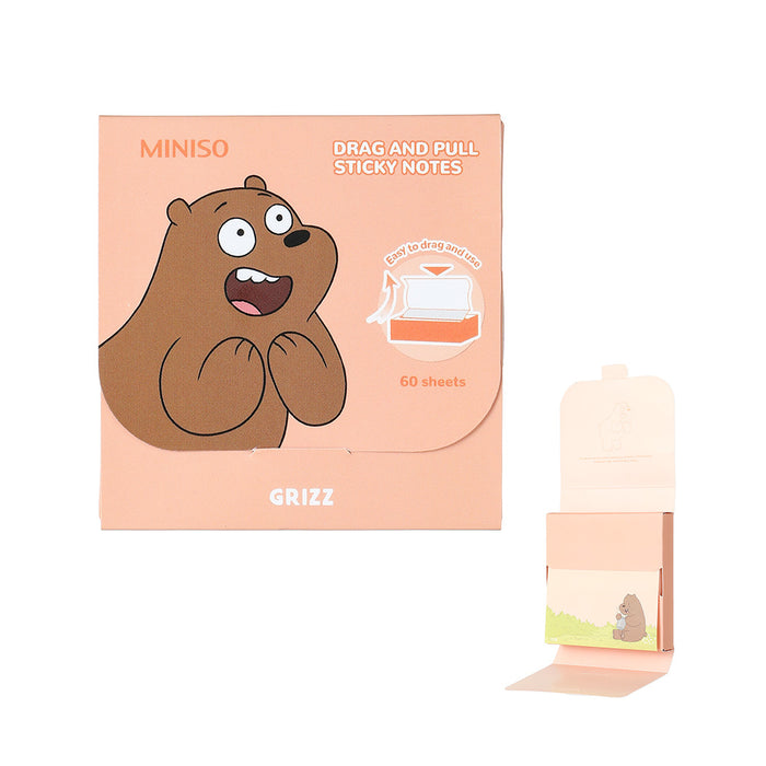 Miniso We Bare Bears Collection 5.0 Drawing Sticky Notes (60 Sheets)(Grizz)