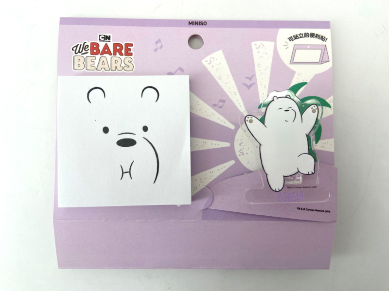 Miniso WE BARE BEARS SEASIDE MUSIC FESTIVAL Sticky Notes 80 Sheets Acry (Ice Bear)