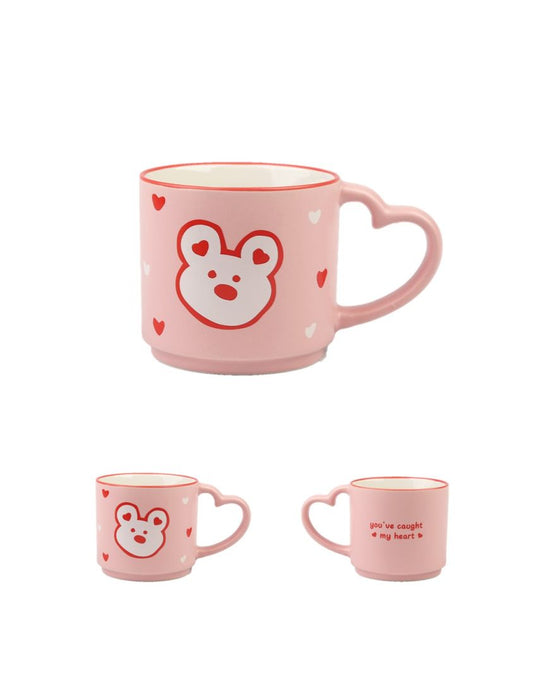 Miniso Pink Romance Series Ceramic Mug 400mL (Cute Bear)