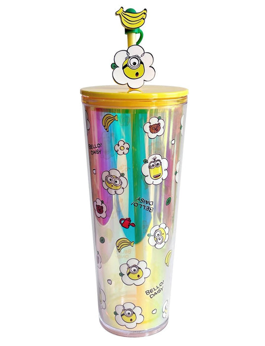 Miniso Minions Collection Double Wall Plastic Bottle with Straw (800mL)(Yellow)