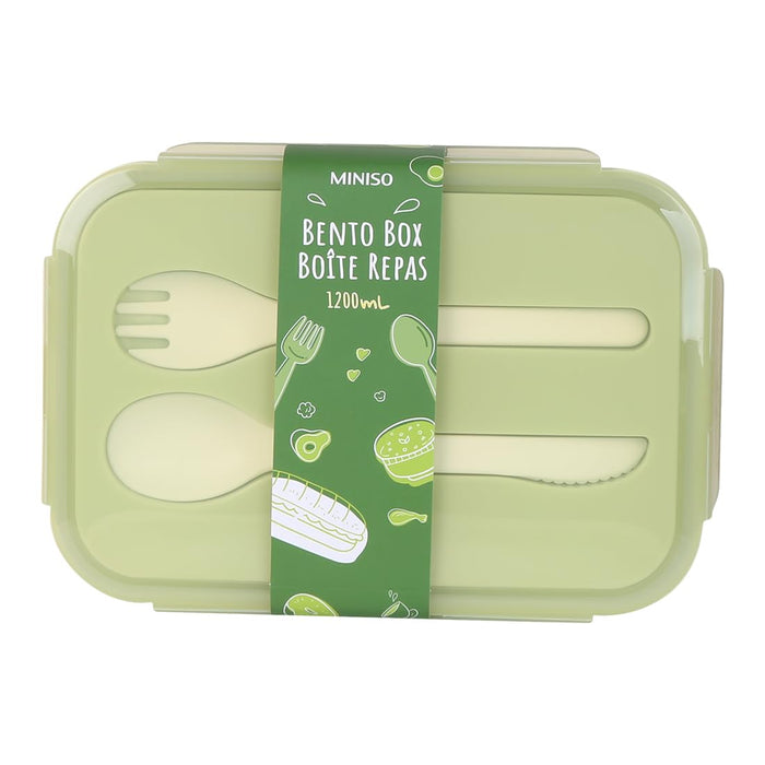 Miniso Large Capacity Rectangle Bento Box (1200ml) Green