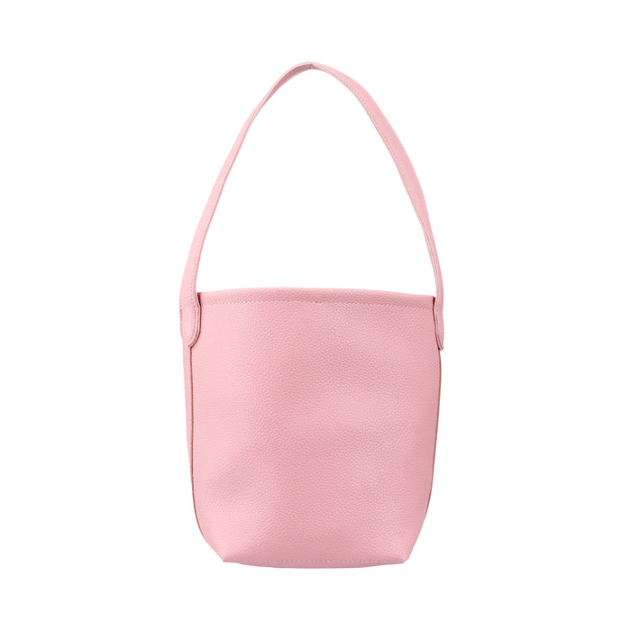 Miniso Litchi Pattern Solid Color Zipper Shoulder Bag(Light Pink)