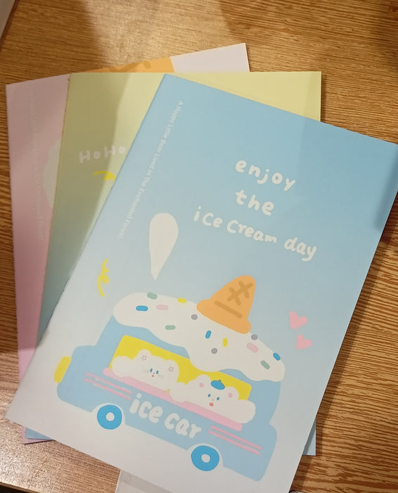 Miniso HoHo Bear Summer Sparkling Ice Series A5 Stitch Bound Book 28 Sheet 3pcs