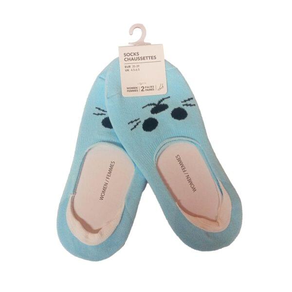 Miniso Women Cartoon Womens No Show Socks 2 pairs Lt blue