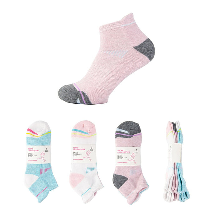 Miniso Anti-Wear Women's Athletic Socks 3 Pairs(Striped Contrast Color)