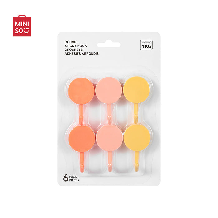 Miniso Round Sticky Hook (6 Pack)