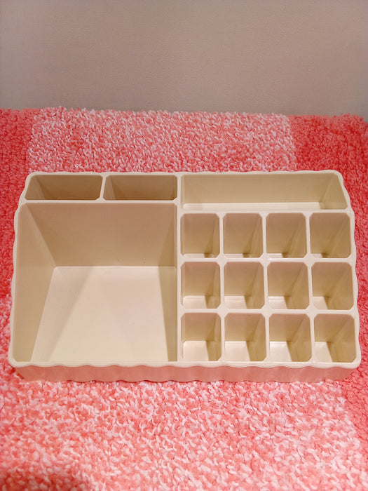 Miniso macaron series makeup organizer with compartments (Beige)