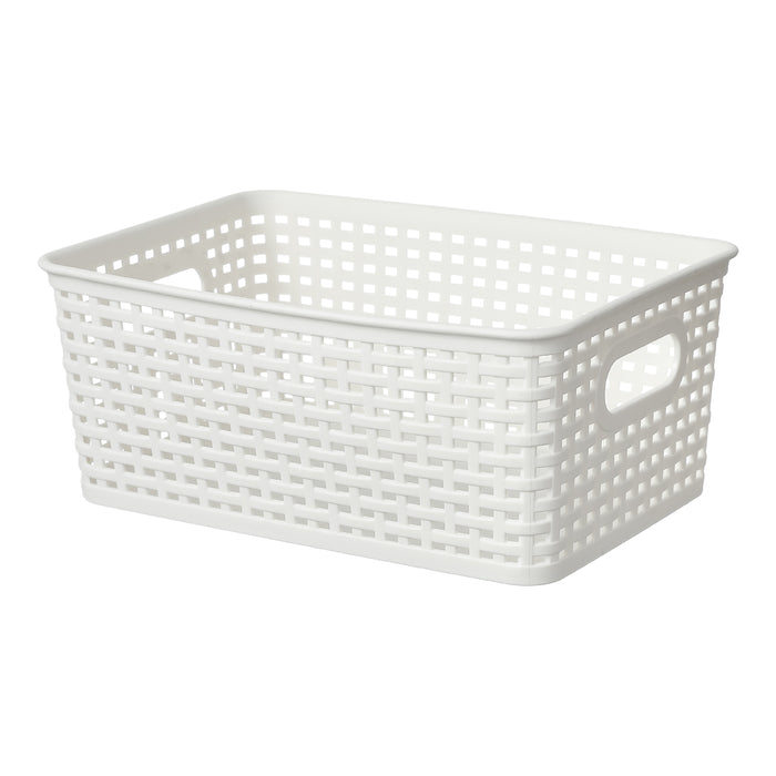 Miniso Plaid Square Storage Basket (S) (White)