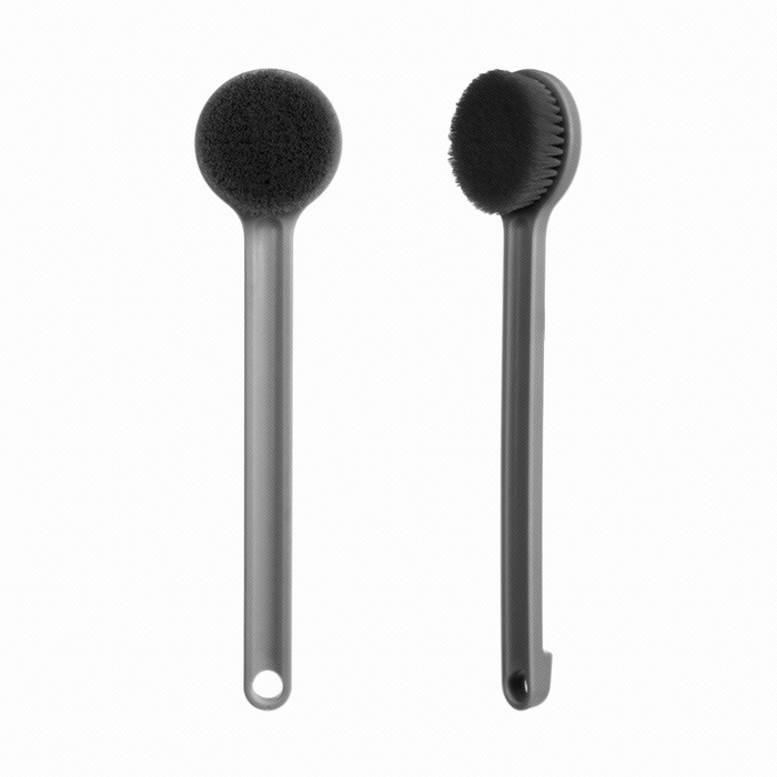 Miniso Bamboo Charcoal Bath Brush with Long Handle (Dark Grey)