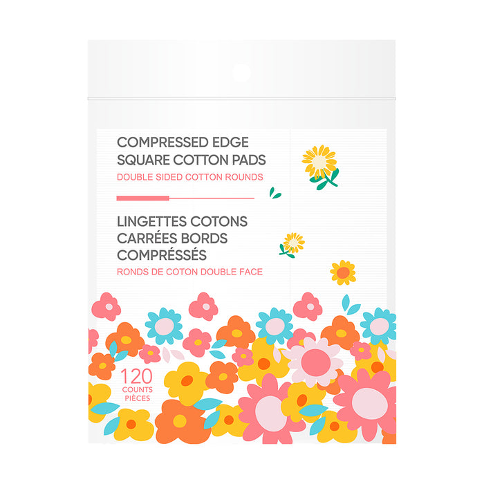 Miniso Sunrise Sunflowers Compressed Edge Square Cotton Pads (120 Count)