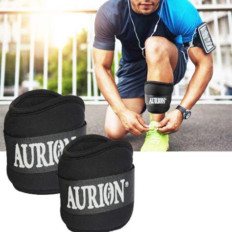 Aurion Neoprene Wrist/Ankle Weights Pro Quality Adjustable Leg Weights on Ankles/Wirst for Walking + Running Or Hands for Strength Training Exercise for Men and Women (0.5kg each)