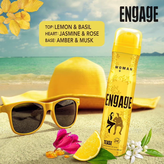 Engage Tease Deodorant For Women, Citrus and Floral, Skin Friendly, 150 ml