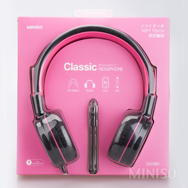 Miniso Foldable Headphone (Pink+Black)